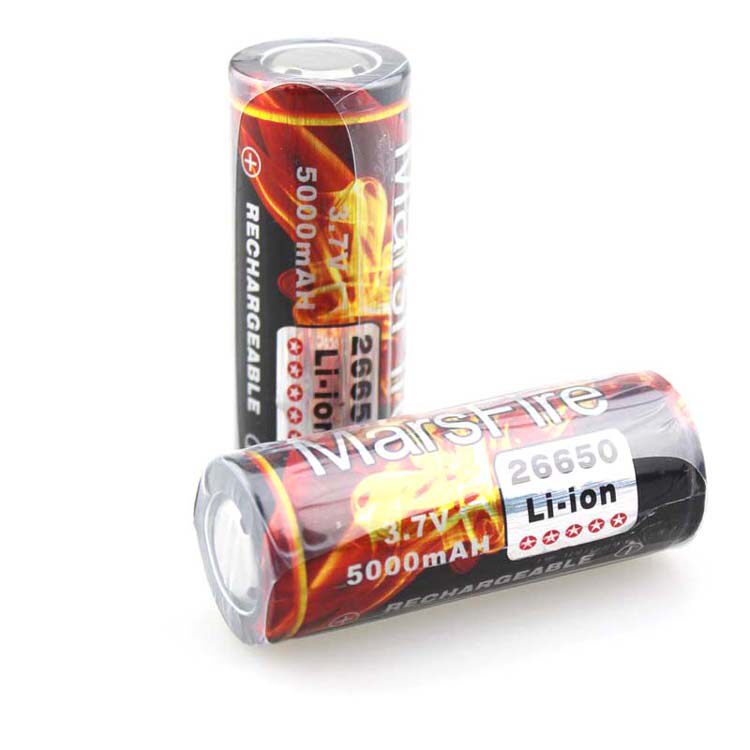 MarsFire 26650 5000mAh 3 7V Rechargeable Lithium Battery with Protective Board