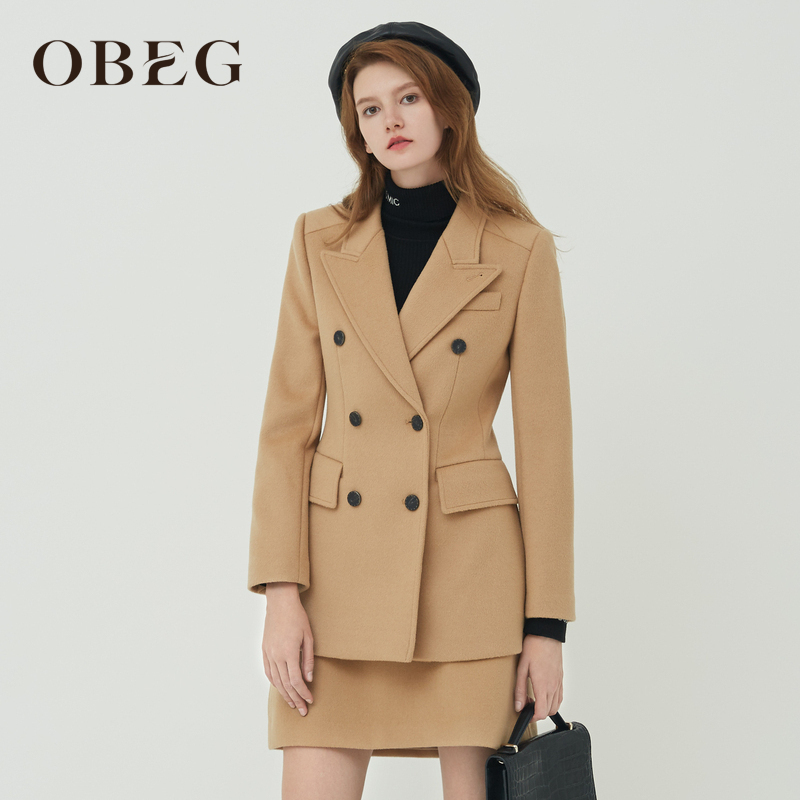 OBEG Obeg 2019 Winter Mang New Suit đúp Cut eo eo Coat Coat 1.094.501