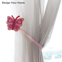 Pink butterfly no hole tie simple decorative curtain strap children Korean modern magnet buckle Holder