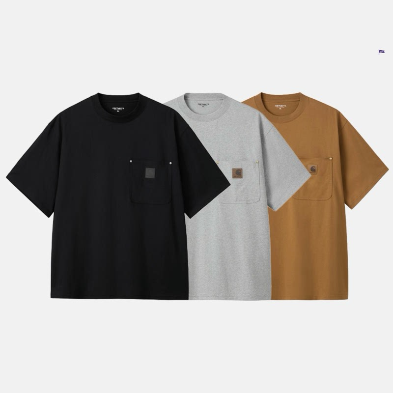 In-Stock Carhartt Wip Eldon T-Shirt Carhartt Leather Label Pocket Short-Sleeve T-Shirt A261040