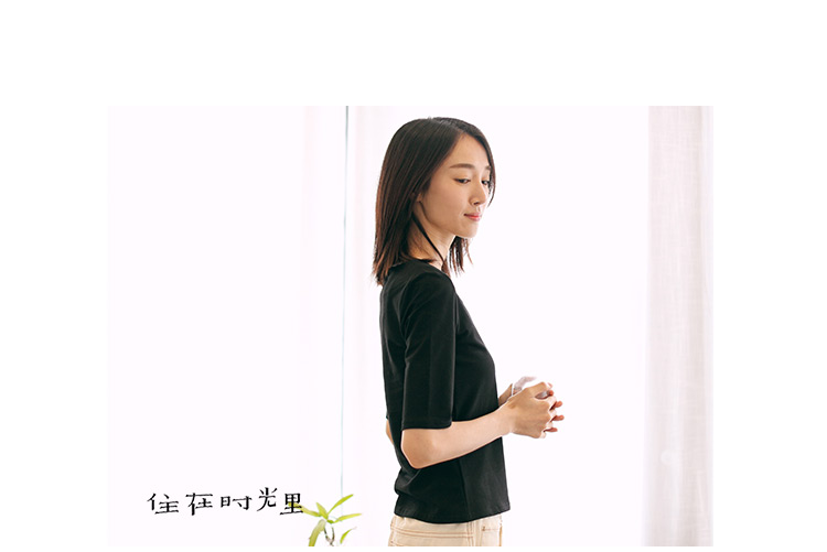 Su Shi 2019 mùa hè mới cho nữ cổ áo cổ áo sơ mi tay dài 5 điểm hoang dã Áo thun rắn màu SC9205 - Áo phông áo thun dài tay nữ thu đông