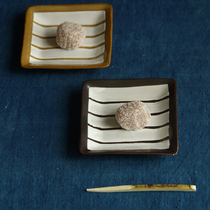 sus daily) Japanese style and style simple stripe tea dish and fruit plate tea table tea ceremony