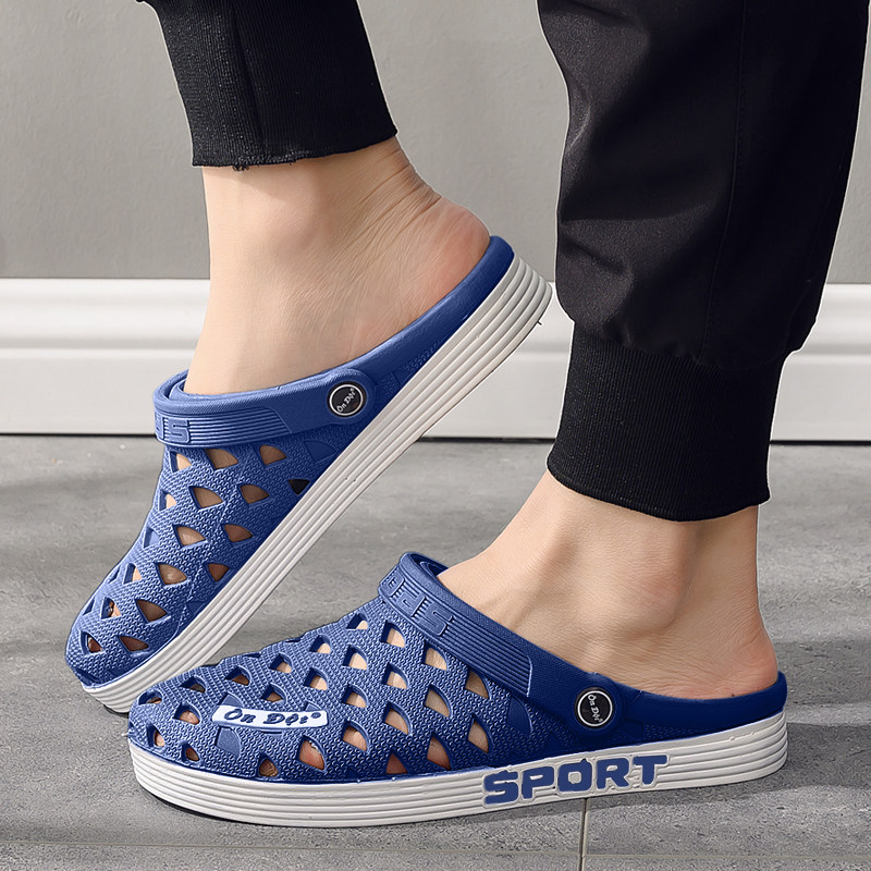 Korean version of the trend hollow hole shoes men's soft breathable latex Baotou Vietnamese slippers do not stink non-slip beach shoes