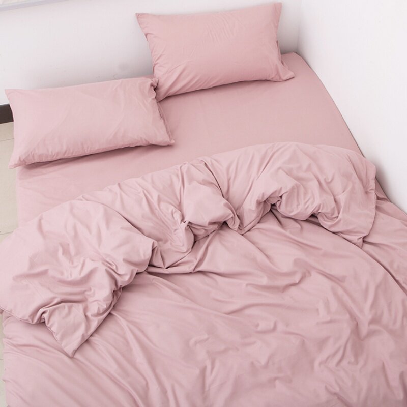 Old customers must come to sleep naked, soft and simple three-piece bed sheet quilt cover solid color cotton four-piece set pure cotton