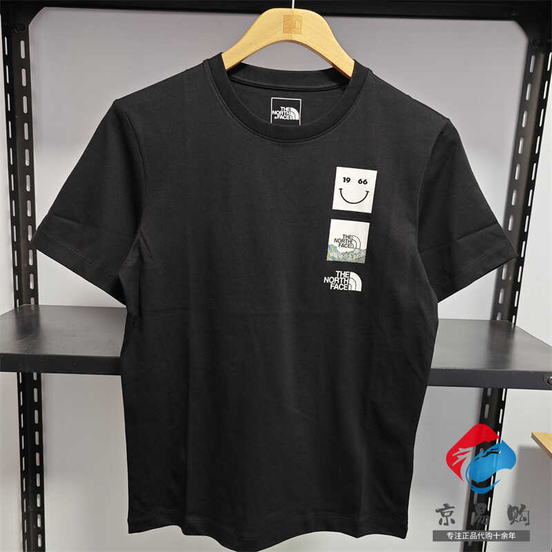 [in Stock] the North Face Short-Sleeved T-Shirt for Couples, Outdoor Men and Women, Smiley Face, Pure Cotton Half-Sleeve 8Auy