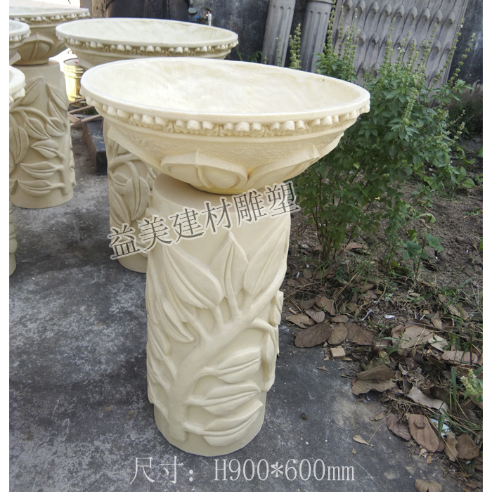 Garden sculpture Sand rock landscape sculpture Pillar pier Flower bowl Sand rock round carving Hotel community courtyard decoration leaf flower pot