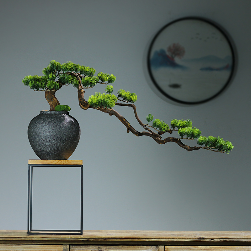 New Chinese-Style Artificial Green Plant Welcoming Pine Bonsai for Hotel Tea Room Tabletop Entrance Home Decoration Micro Landscape Ornament New Chinese-Style Artificial Green Plant Welcoming Pine Bonsai for Hotel Tea Room Tabletop Entrance Home Decoration Micro Landscape Ornament
