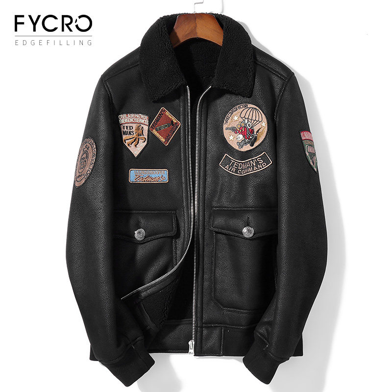 2021 new autumn slim wool coat lapel short cashmere leather leather clothing men fur fur