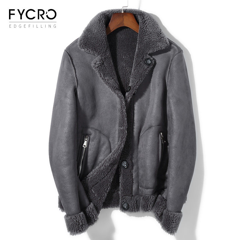 2021 new non-fur one coat men's leather fur winter lamb wool wool sheep cut coat