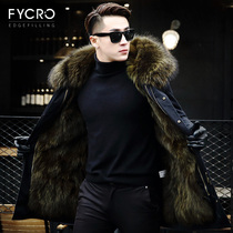 2020 new Parker clothing men long 2020 Winter new leather clothing raccoon fur fur coat fur one