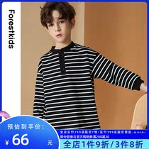 Boys striped long-sleeved t-shirt 2021 autumn fashion POLO shirt Mid-size childrens western style bottoming shirt casual top