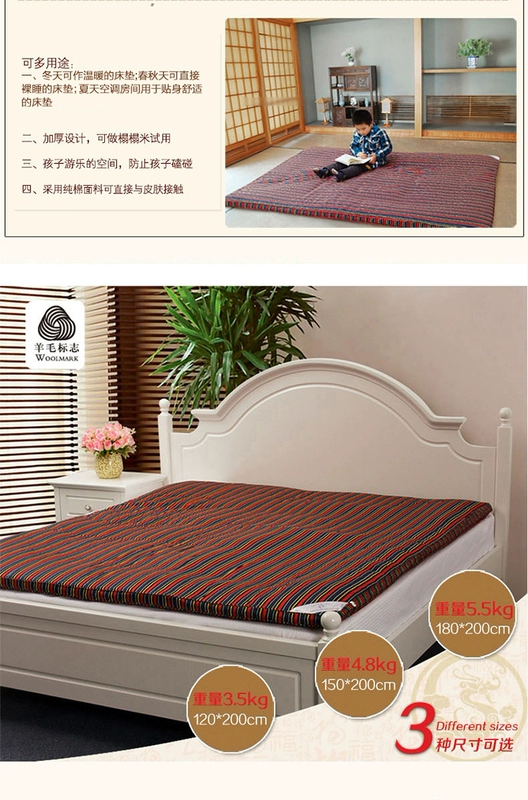 Hengyuanxiang Home Dệt nệm dày ba lớp Nệm / giường len Úc chống ẩm mattress Nệm ấm nệm - Nệm