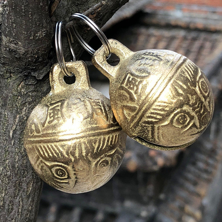 Guffa bell pet tiger head brass bell pure copper without rusting and not faded cat dog bell Teddy Kim Mao-Taobao