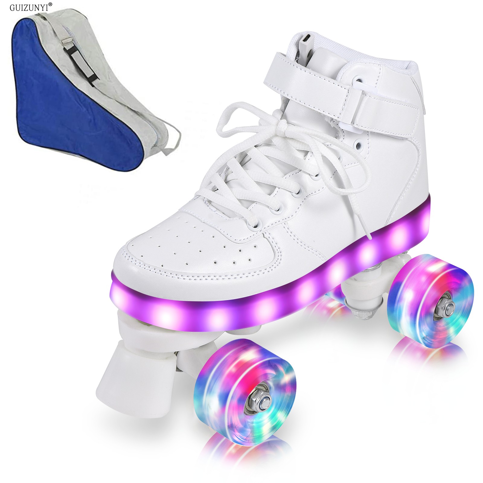 White Charging LED Adults Dry Skates Girl Wheels Skating Shoes Children Ice Skating Boys Slide Board Shoes With Ice Rink Dry Ice