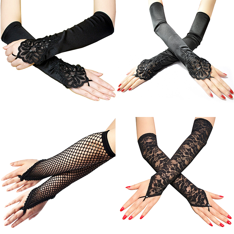 Birthday Party Fingerless Gloves Lace Sleeves French Wedding Dress Cheongsam Sexy Bridal Gown Satin Hook Middle Finger Gloves for Women Birthday Party Fingerless Gloves Lace Sleeves French Wedding Dress Cheongsam Sexy Bridal Gown Satin Hook Middle Finger Gloves for Women