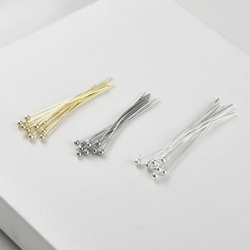 保色14k包金球针圆头针珠针diy串珠饰品基础配件手工耳环材料10根