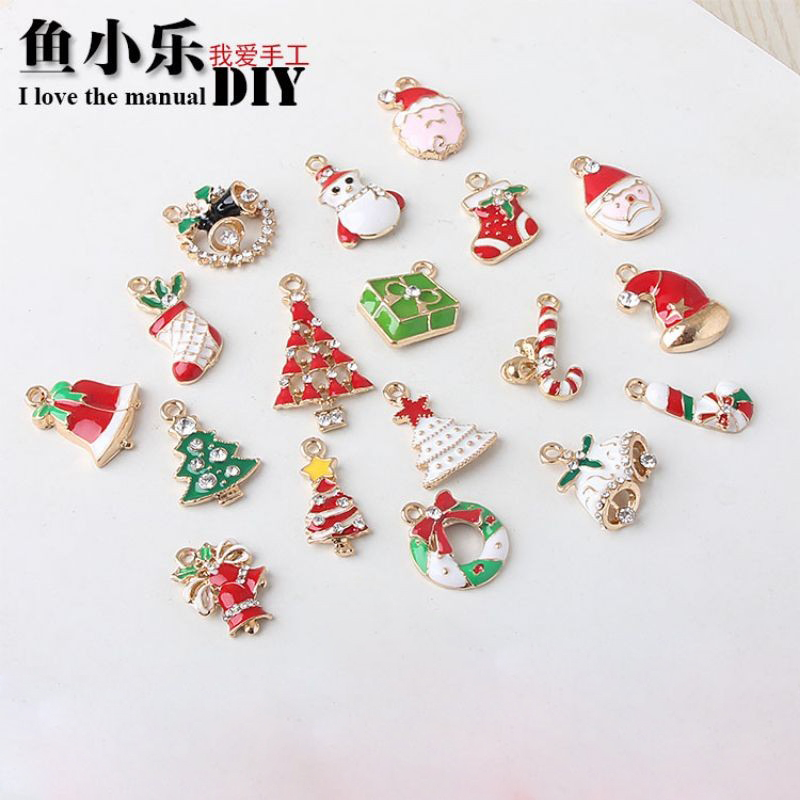 Fish Small Lotte DIY Ornament Accessories Drip Oil Alloy Small Pendants Handmade Pendant Accessories Inlaid Drilling Christmas Series