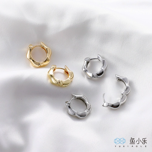 Волнистые серьги, медный аксессуар, золотые аксессуары, простой и элегантный дизайн, 18 карат