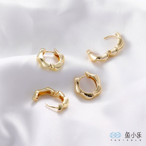 Волнистые серьги, медный аксессуар, золотые аксессуары, простой и элегантный дизайн, 18 карат