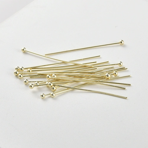 保色14k包金球针圆头针珠针diy串珠饰品基础配件手工耳环材料10根