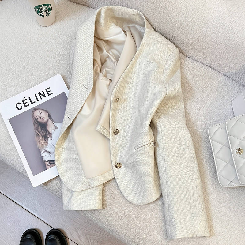 Off-White Chanel-Style Blazer for Women, 2026 Spring and Autumn New Style, Elegant and Fashionable Versatile Simple Top