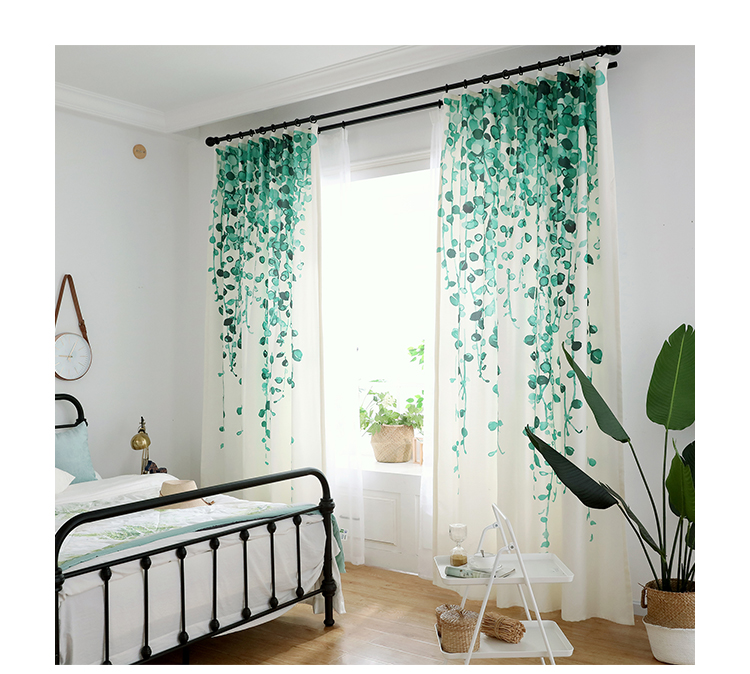 Ánh sáng Bắc Âu sang trọng tươi nông thôn cá tính rèm tùy chỉnh phòng ngủ phòng khách sáng tạo cây xanh lưới đỏ in rèm hoàn thành - Phụ kiện rèm cửa thanh treo rèm cửa bán ở đâu