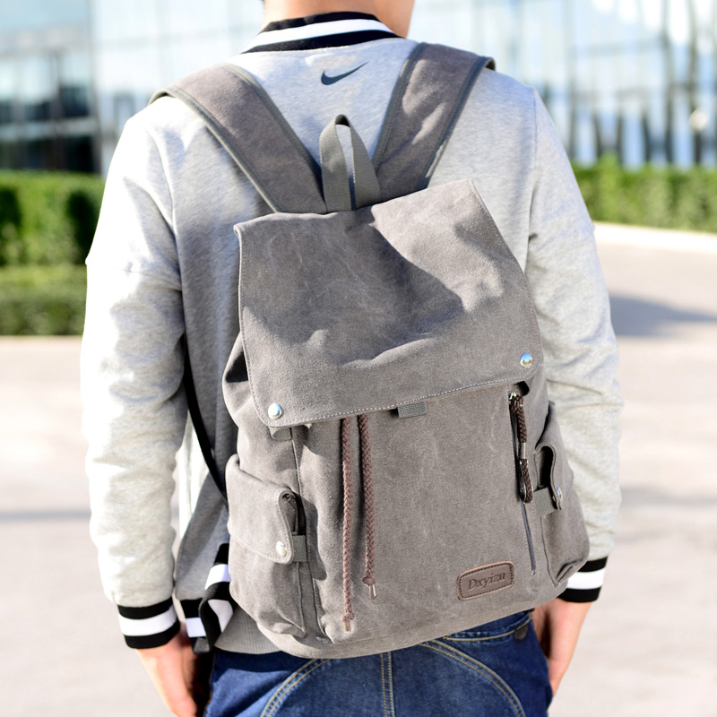 Large Capacity Bucket Bag Men Fashion Casual Canvas Double Shoulder Bag Han Version Tide Travel BAG COMPUTER BAG NEW SCHOOL BAG