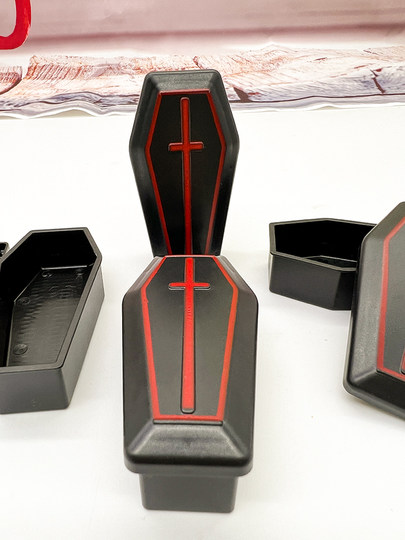 Toy Accessories Abs Material Cross-Border 8.2cm Small Coffin Small Material Can Store Halloween Trick Novelty Ornaments Decoration