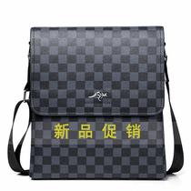 Single Shoulder Bag Plaid Satchel Backpack Leather Bag Damp Bag Business Casual Fashion Mens Bag Single Shoulder Inclined Satchel Bag