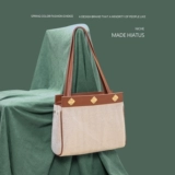 HIATUS Плетеная небольшая сумка на одно плечо для отдыха, дизайнерская портативная сумка подмышку, из хлопка и льна, в корейском стиле