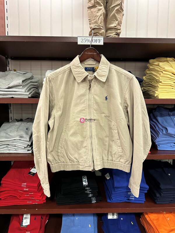 Polo Ralph Lauren Women's Classic Turn-Down Collar Zip-Up Jacket with Horse Logo