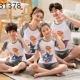 Bộ đồ ngủ trẻ em mùa hè 100% cotton mùa hè ngắn tay gia đình ba mẹ con bà mẹ phụ nữ bộ đồ mỏng phục vụ tại nhà - Trang phục dành cho cha mẹ và con