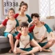 Bộ đồ ngủ trẻ em mùa hè 100% cotton mùa hè ngắn tay gia đình ba mẹ con bà mẹ phụ nữ bộ đồ mỏng phục vụ tại nhà - Trang phục dành cho cha mẹ và con