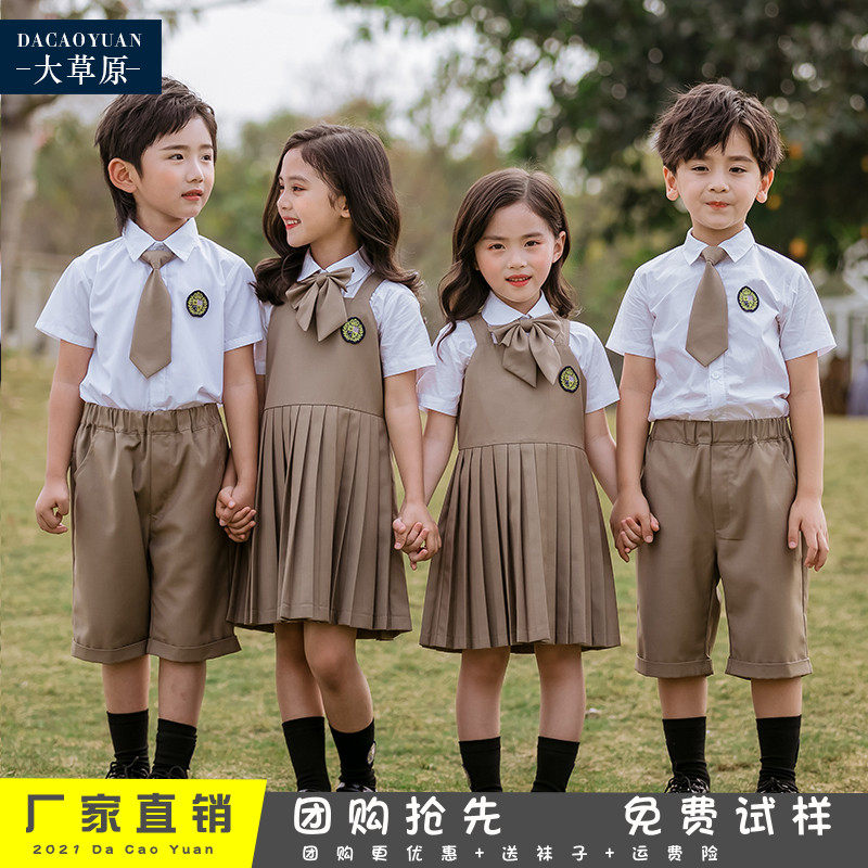 Primary school uniforms Summer suit Inn Wind Kindergarten Garden clothes Summer clothes Children's class clothes Short sleeves suit Custom You