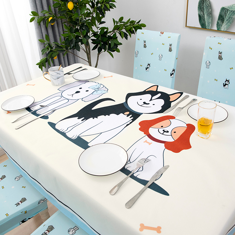 Cartoon household tablecloth waterproof cotton linen rectangular living room tablecloth coffee table cover cloth tablecloth elastic chair cover