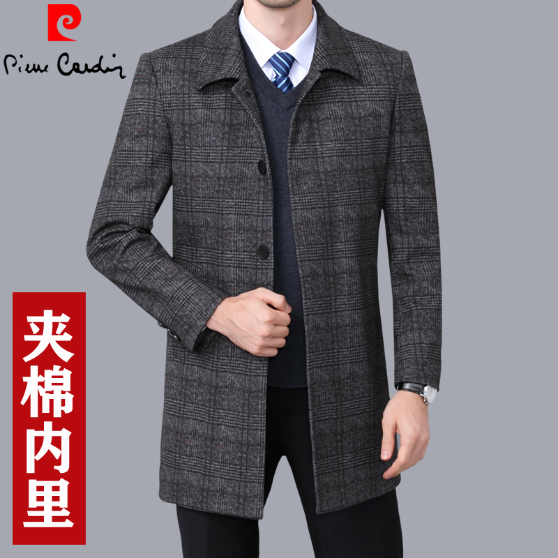 Pilkardan Middle Long Winter Dress Man Father Fashion Thick Middle Age Lapel Wool Cover Coat