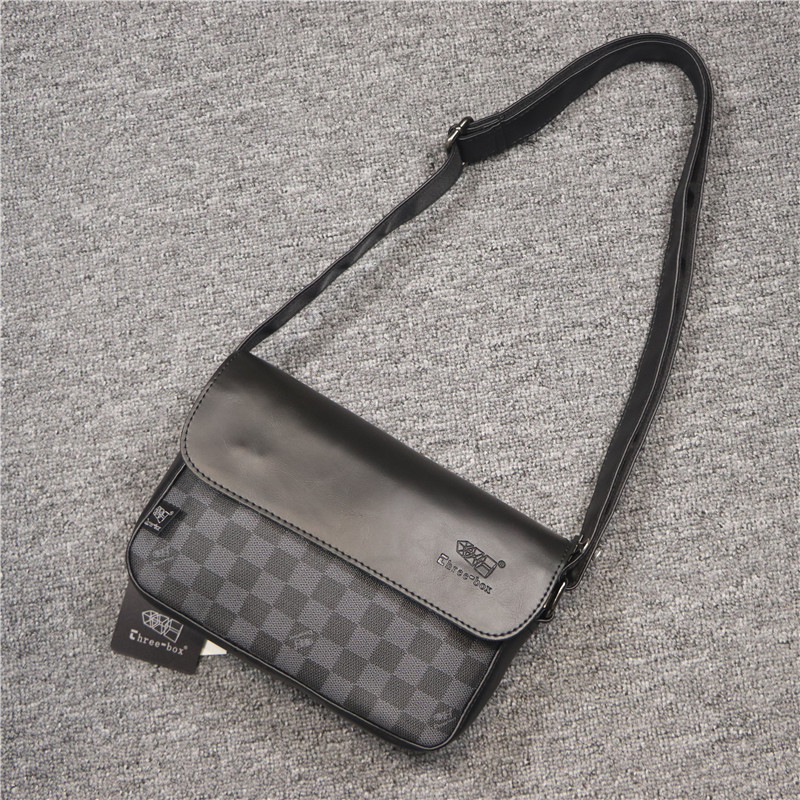 Hong Kong It Buy Fashion Plaid Men Genuine Leather single shoulder bag Jane about chest bag Shoulder Bag Casual Postman Diagonal Satchel Bag