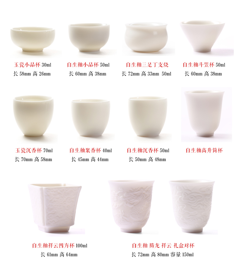 Suet jade porcelain cup sample tea cup dehua white porcelain fragrance - smelling cup single CPU personal master kung fu tea glass ceramics