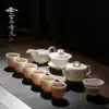 White porcelain tea set Dehua white jade porcelain Gongfu tea pot Tea cup set household simple Jingdezhen ceramics Chinese style