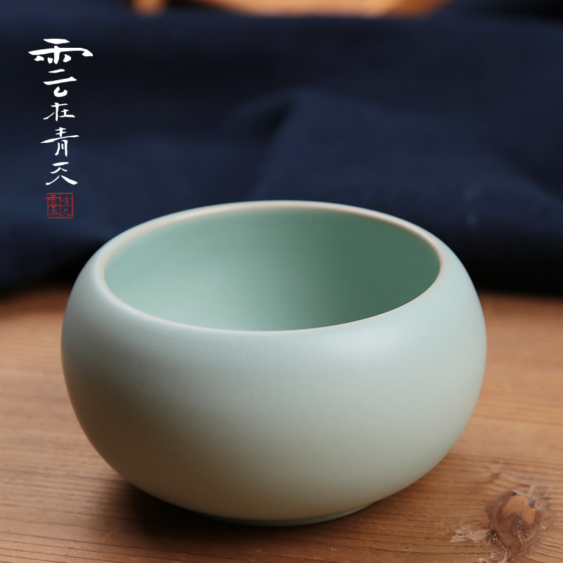 Four Divine Ru Cellar Tea Cup Master's Cup Large Number Single Cup Zen tea drinking cup Ru porcelain Bowl Cup Kongfu Tea With Ceramics