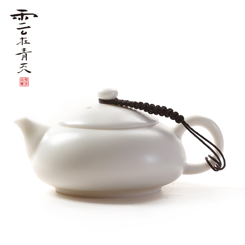 Jade porcelain kung fu tea set the whole household little teapot teacup tea tureen dehua white porcelain ceramic office