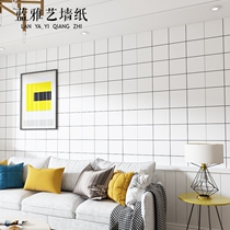 Nordic ins Wind black and white plaid wallpaper modern minimalist bedroom living room Net red background milk tea clothing store wallpaper