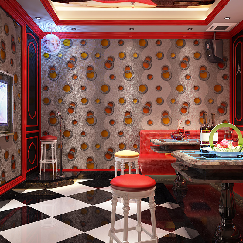 Nordic style simple modern fashion 3d circle curve deerskin velvet wallpaper KTV hotel TV background video wall