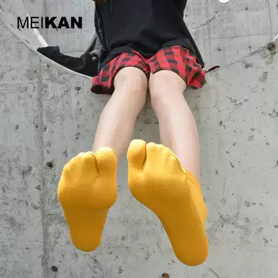 MEIKAN men and women Xinjiang cotton two toe socks Japanese Wood socks middle tube thumb anti-eversion short socks