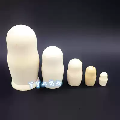 Five-layer DIY primordial white embryo graffiti Russian doll birthday gift wooden craft gift toy teaching aids