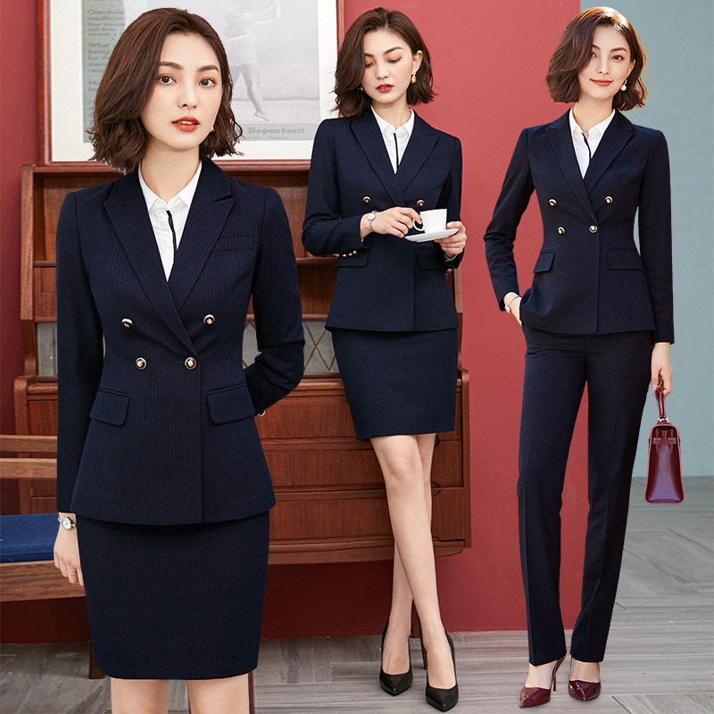 Career Suit Women 2022 Spring Autumn New Fashion Temperament Goddess Van Zheng Loaded Real Estate Guide Work Suit Suits
