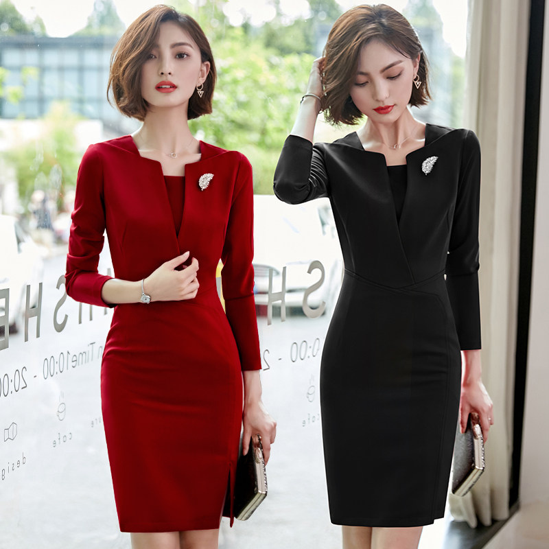Career Suit Women Fashion Temperament Van Hotel Front Desk Beauty Salon Jewellery Shop Working Long Sleeve Foreign Dress