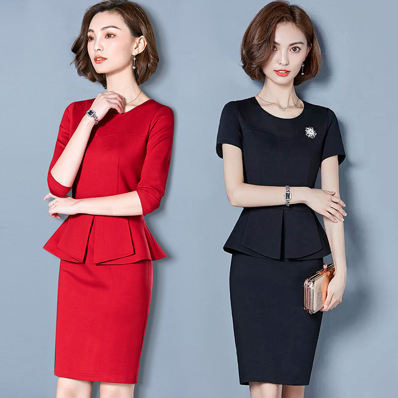 Professional suit women's 2021 summer new fashion temperament beautician front office overalls short-sleeved dress formal