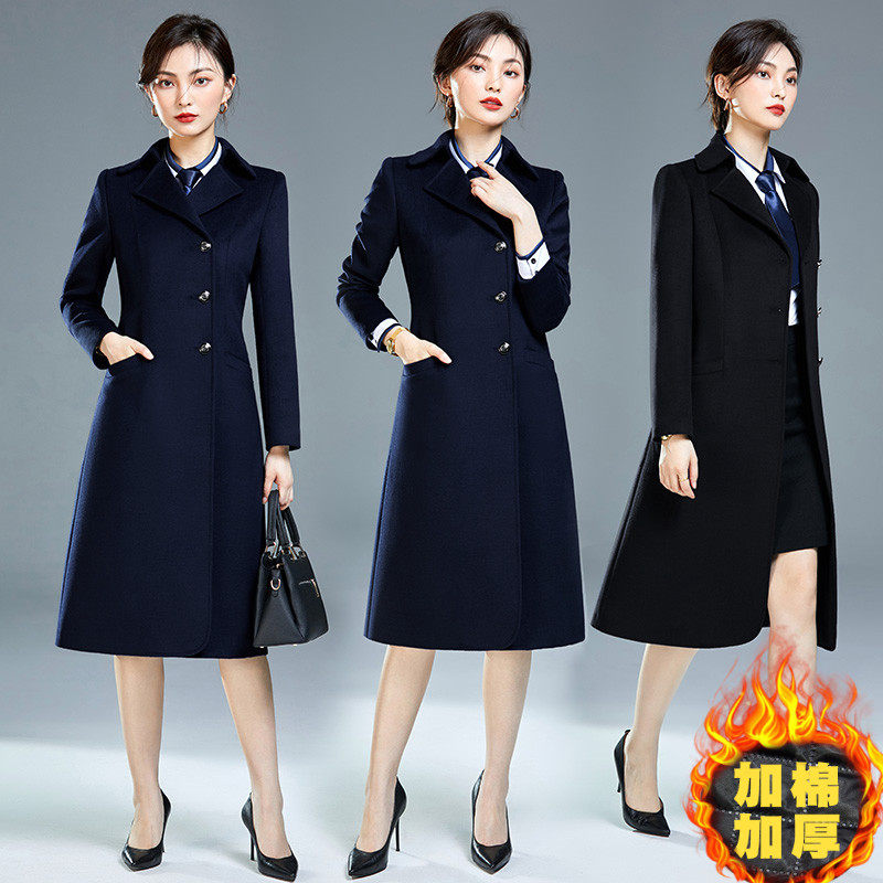 Air attendant to work suit, coat woman, long-edition bank jewelry shop work clothes clothes thickened