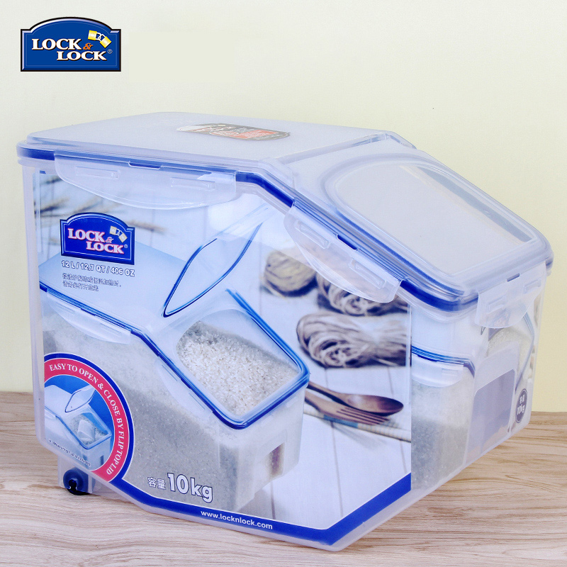 Lock and lock rice bucket storage rice bucket rice tank insect-proof moisture-proof rice box storage 10kg miscellaneous grain bucket cat dog food bucket